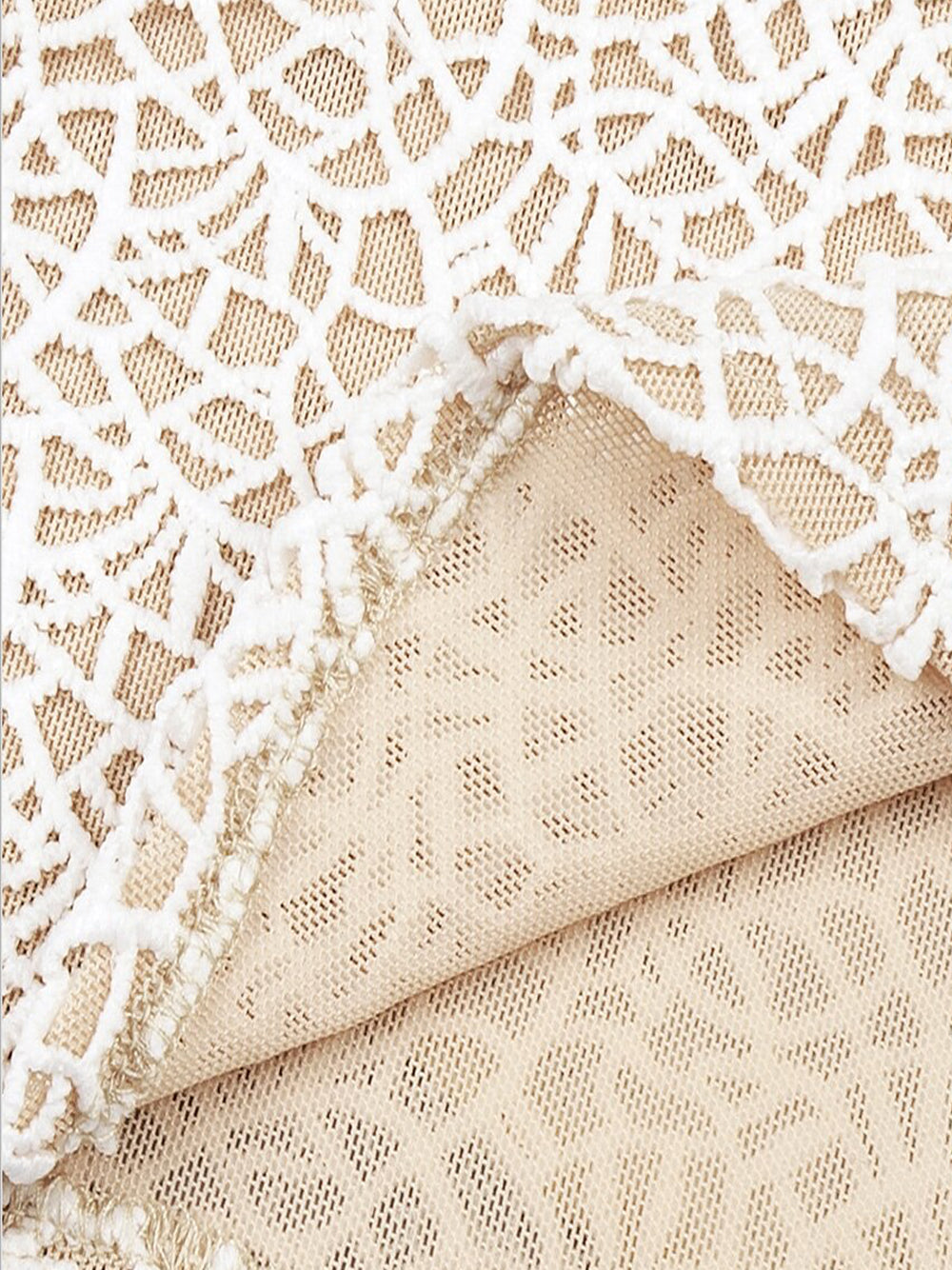 High Neck One Shoulder Architectural Lace Fan Panel Mini Dress