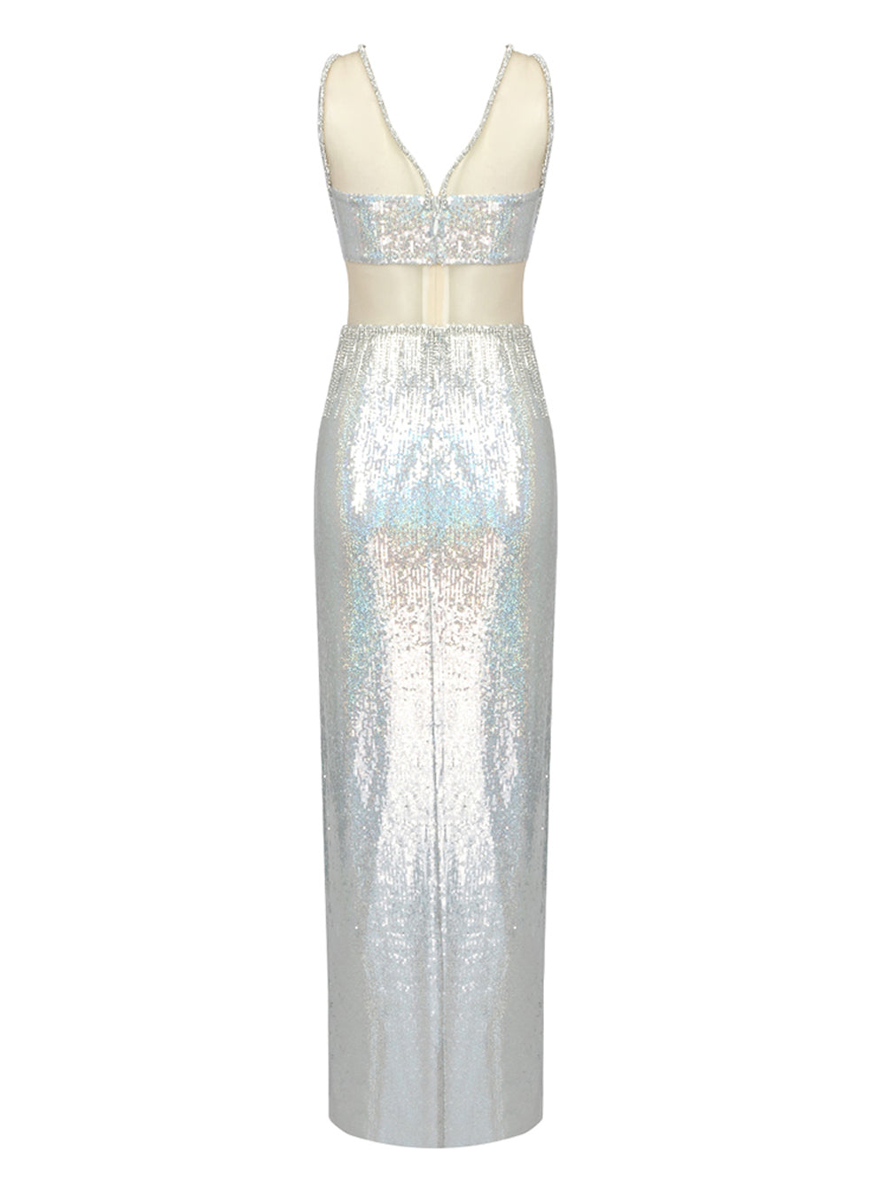 Strappy Sequin Bralette Fringe Waist High Slit Maxi Skirt Set