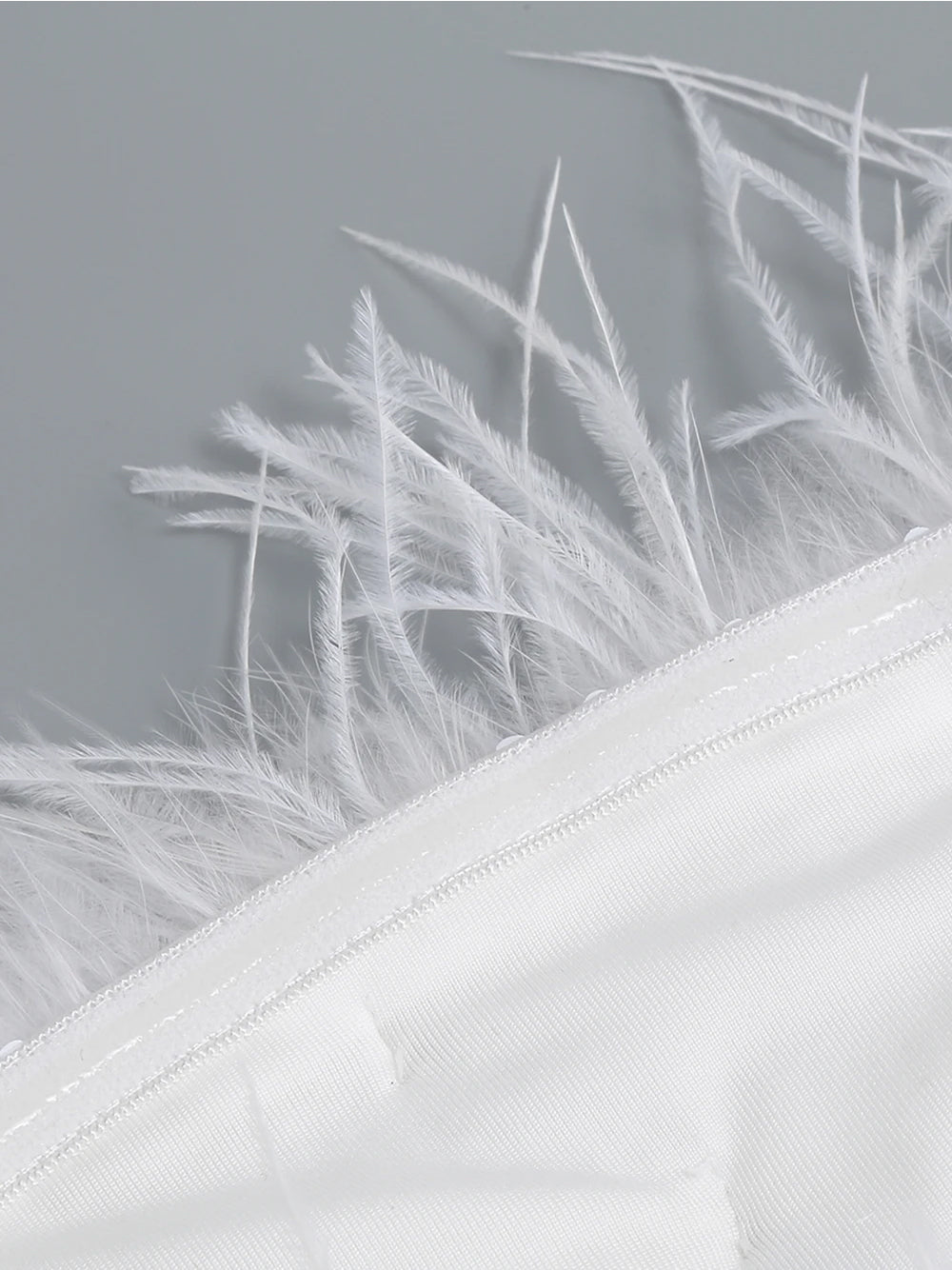 Strapless Feather Trim Sequin High Slit Maxi Gown
