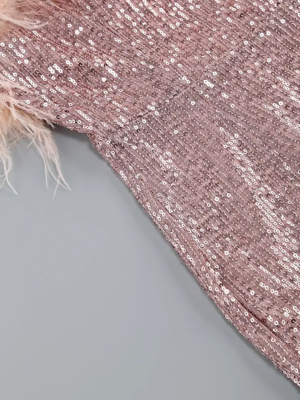 Strapless Feather Trim Sequin Bodycon Mini Dress
