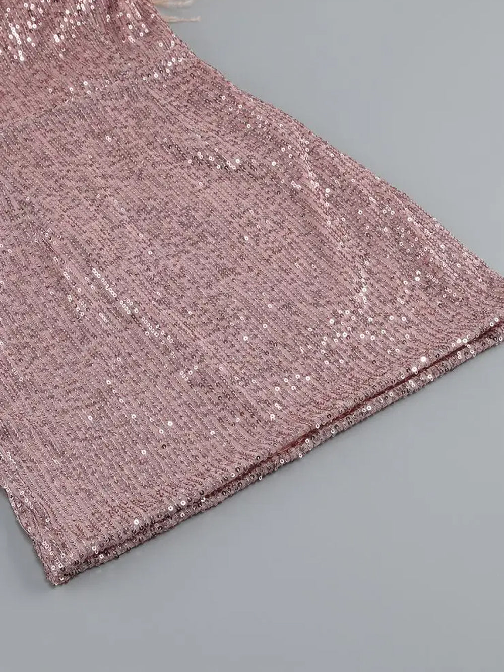 Strapless Feather Trim Sequin Bodycon Mini Dress