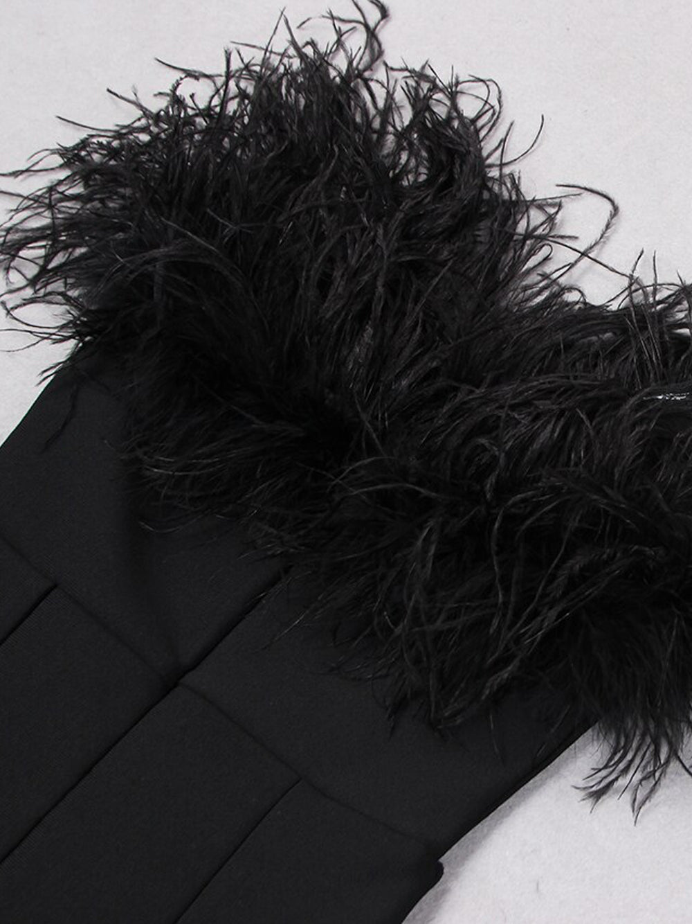 Strapless Feather Trim Tiered Maxi Dress