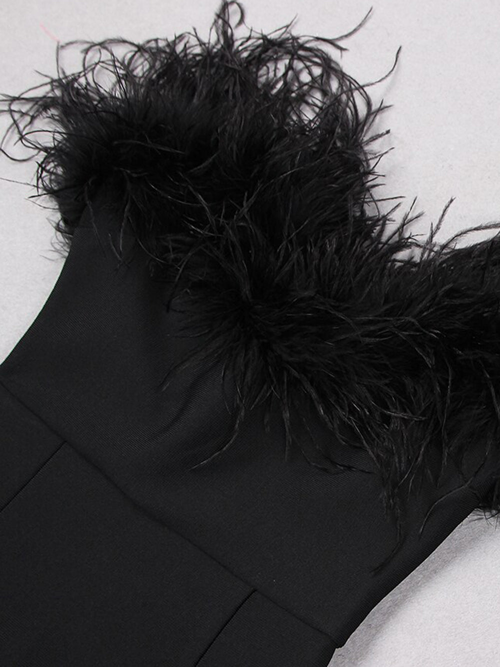 Strapless Feather Trim Tiered Maxi Dress