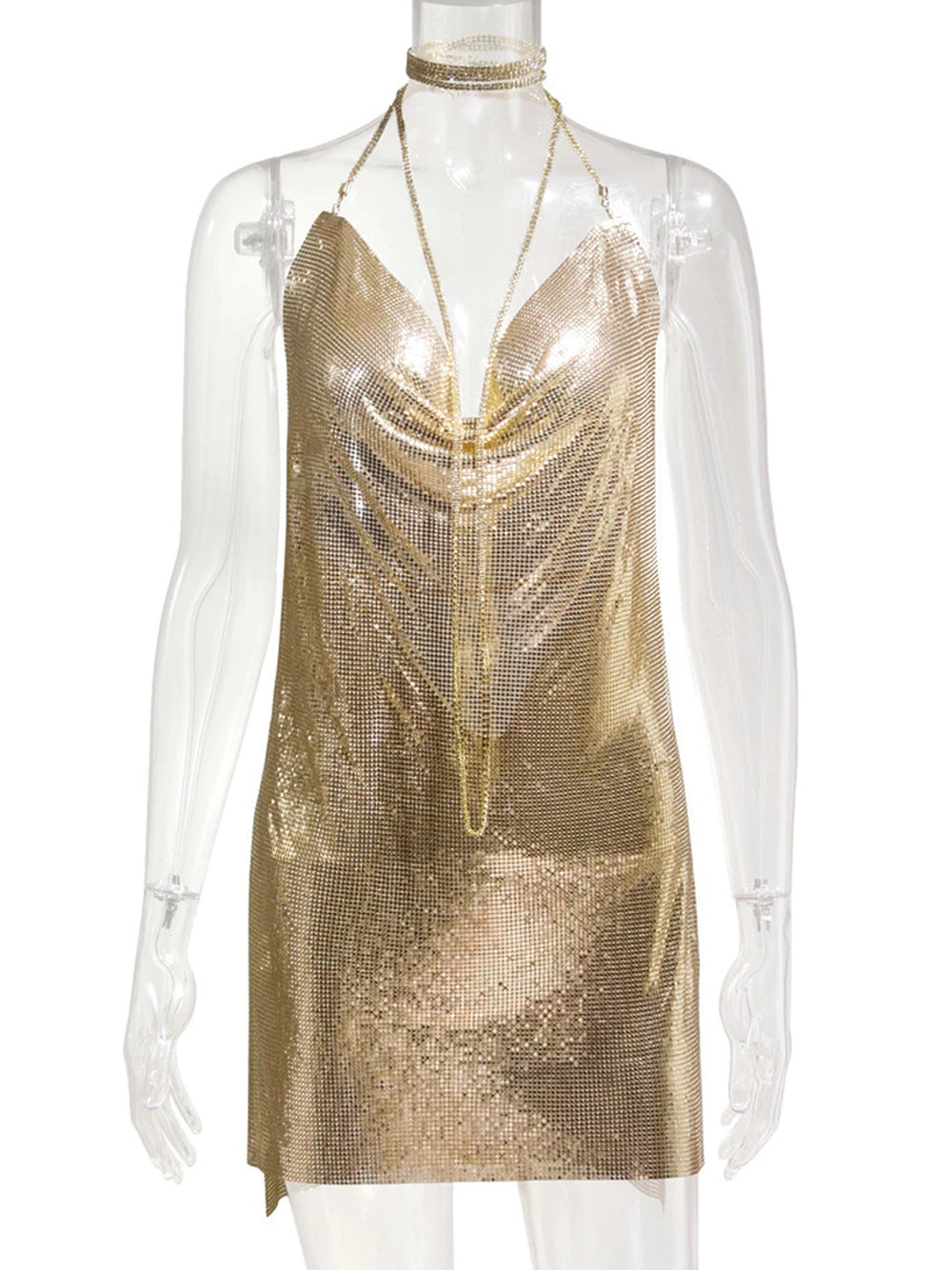 Backless Chainmail Mini Dress