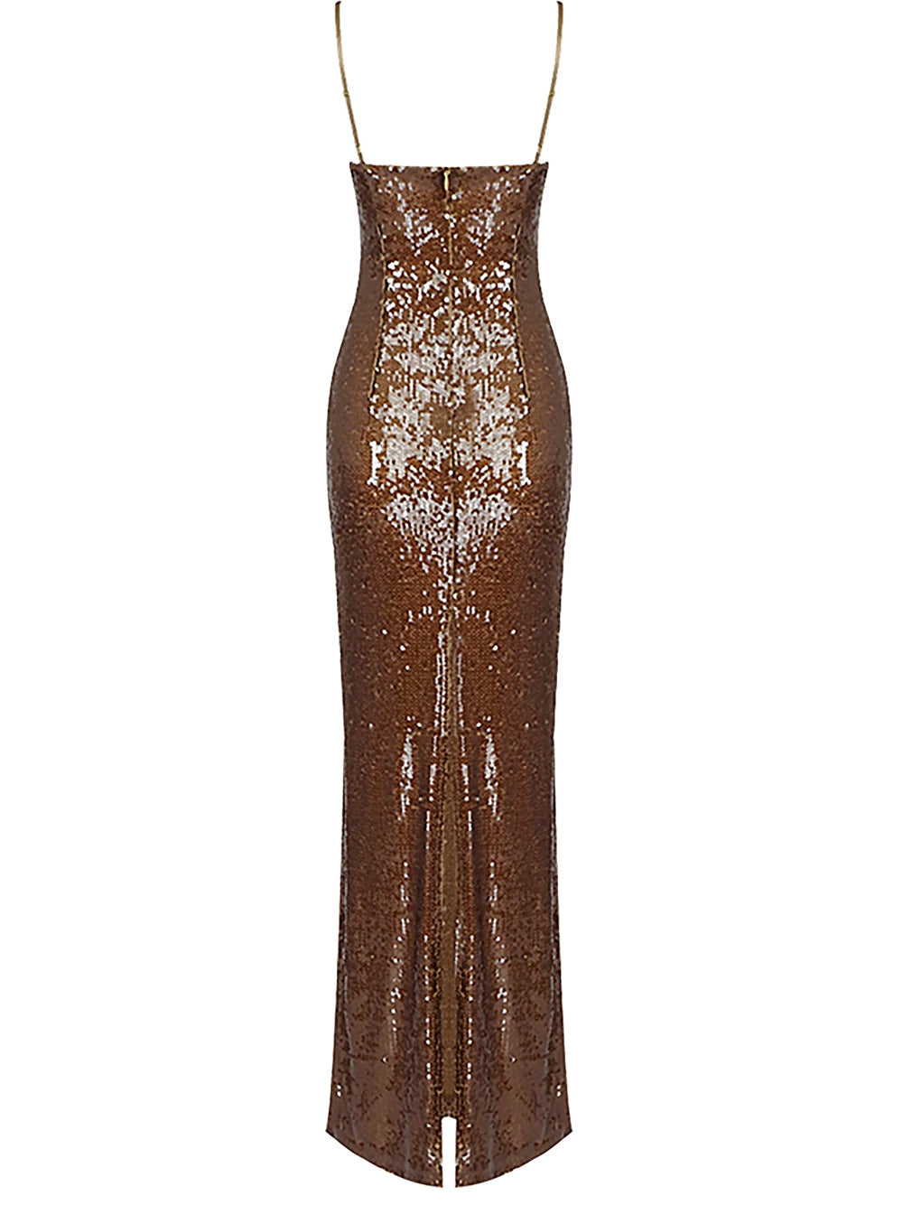 One Shoulder Draped Sequin High Slit Maxi Dress