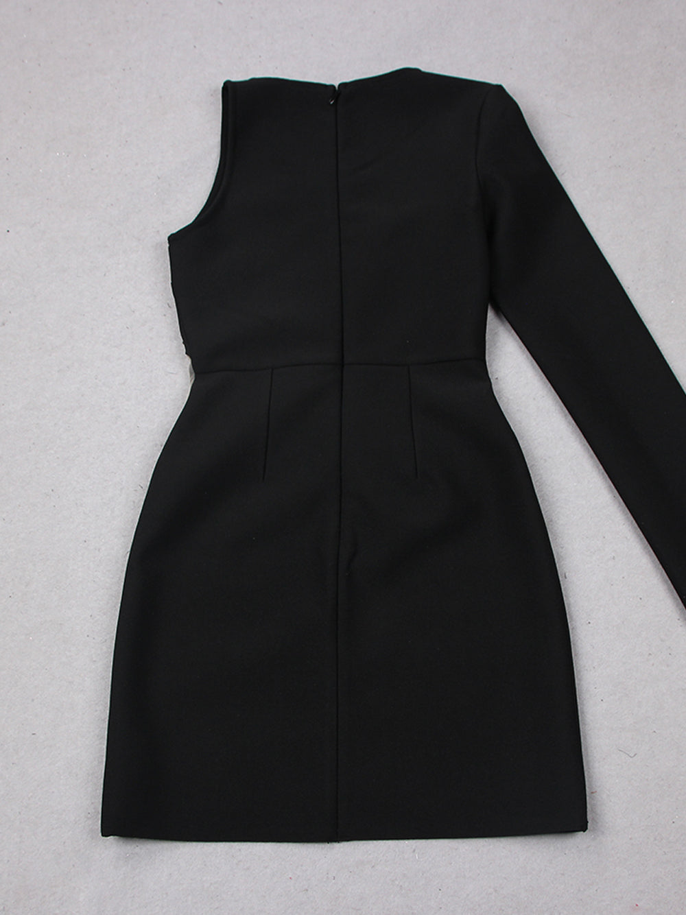 One Shoulder Crystal Wave Mesh Panel Asymmetric Hem Mini Dress