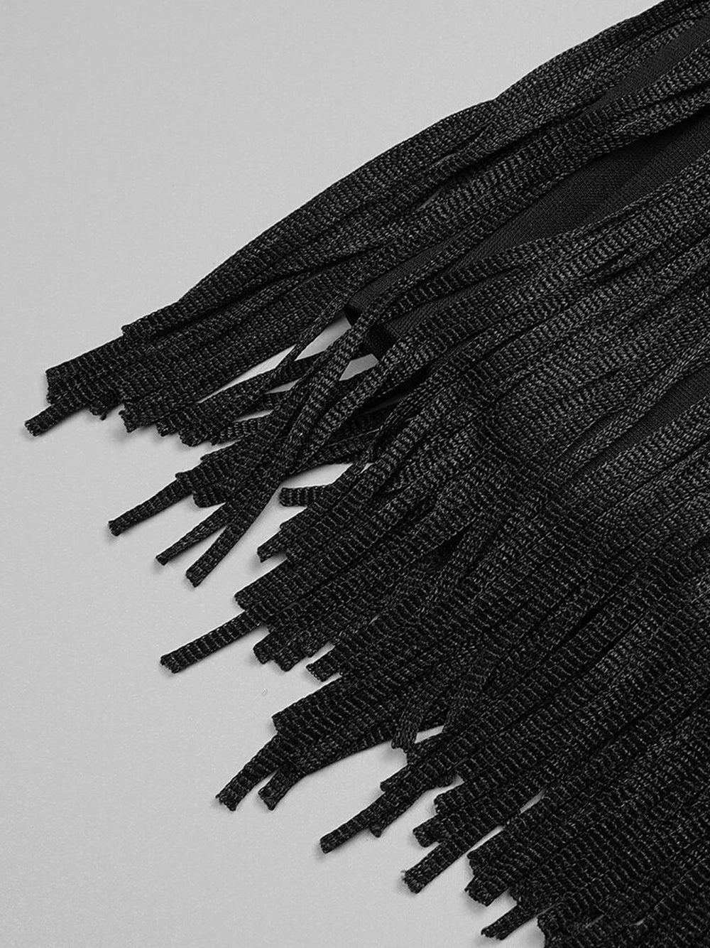 Strapless Beaded Feather Applique Fringe Hem Mini Dress