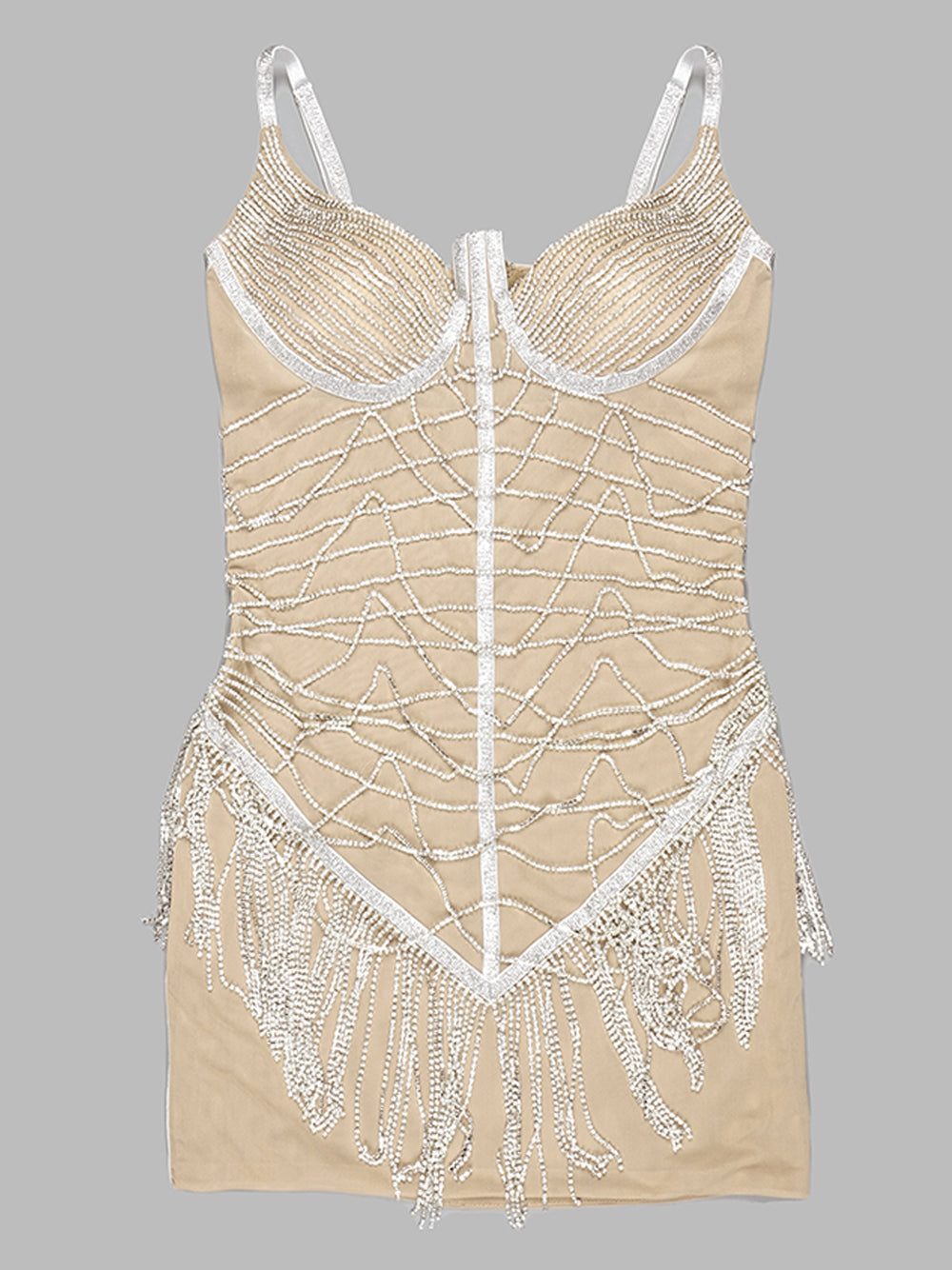 Strapless Tassel Fringe Hem Mini Dress