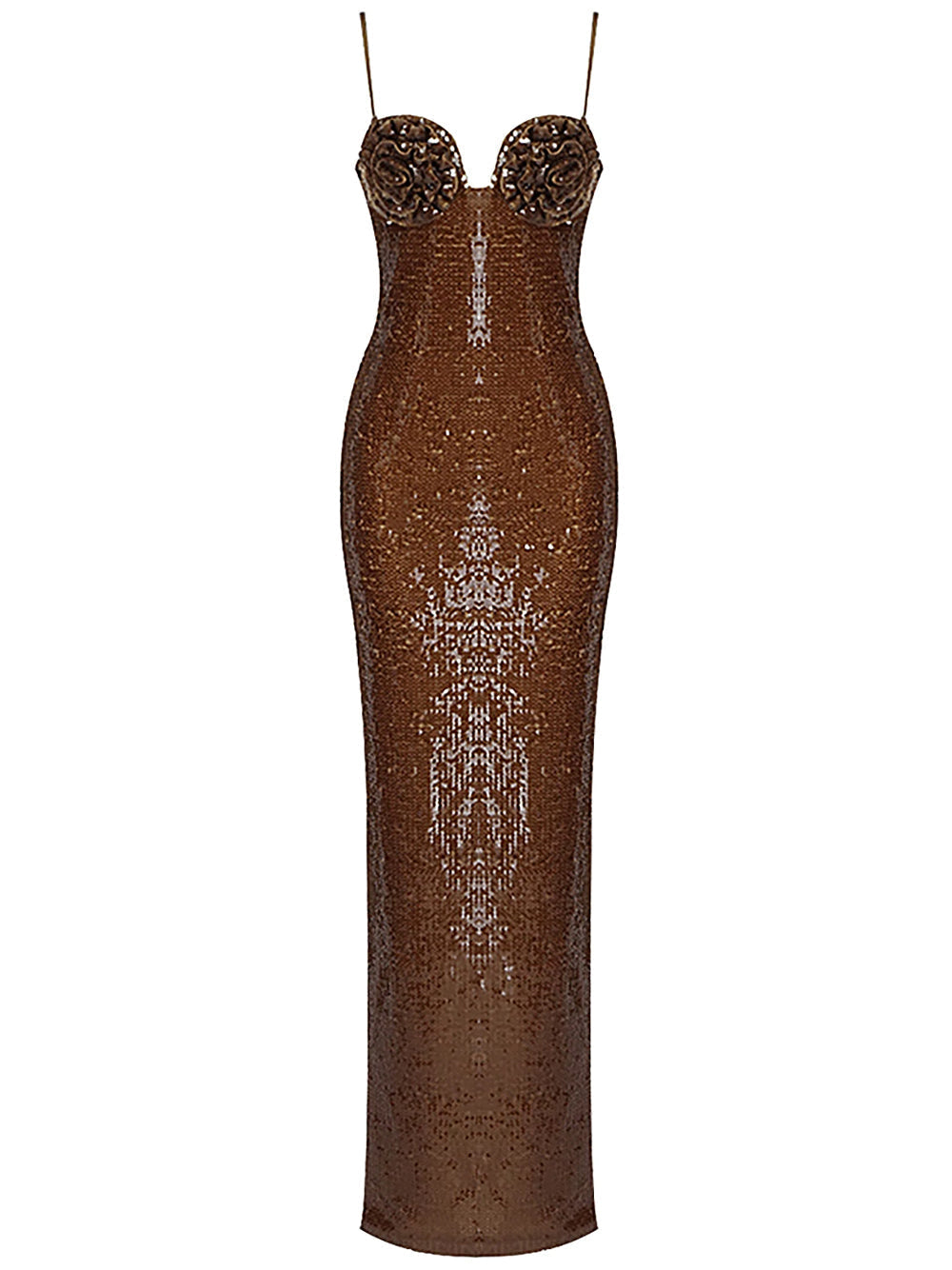 One Shoulder Draped Sequin High Slit Maxi Dress
