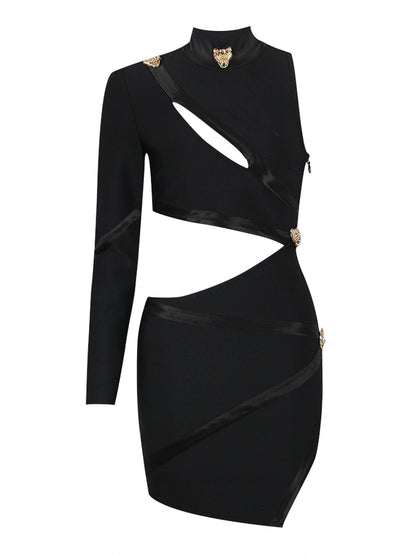 Strapless Ruched Rosette Mini Dress