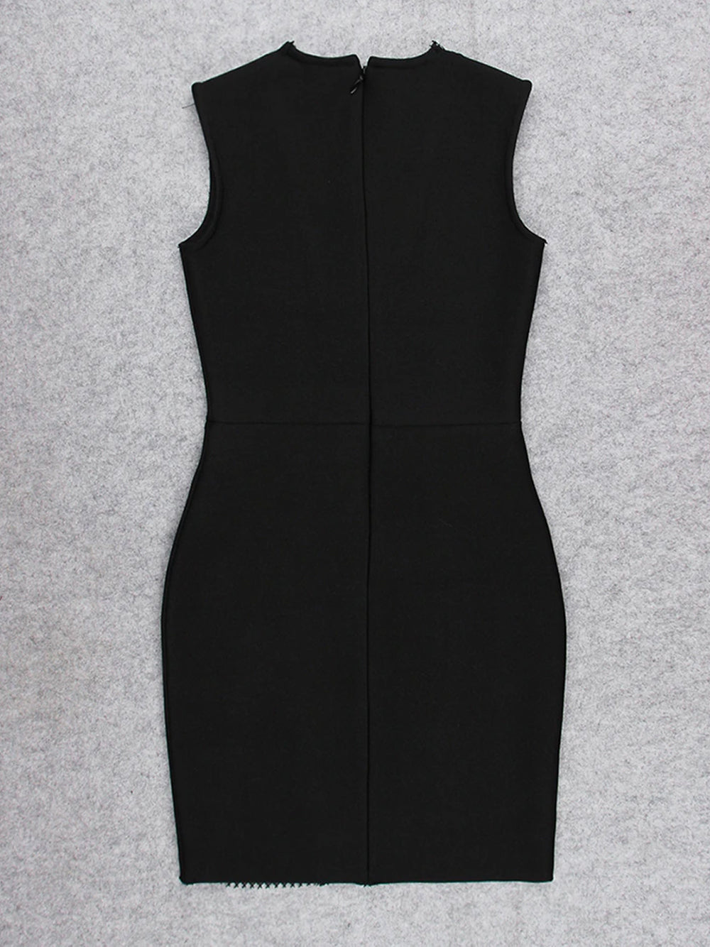 Plunging V Mesh Crystal Panel High Slit Bodycon Mini Dress