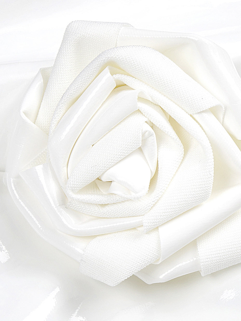 Sleeveless 3D Rosette Glossy Patent Column Maxi Dress