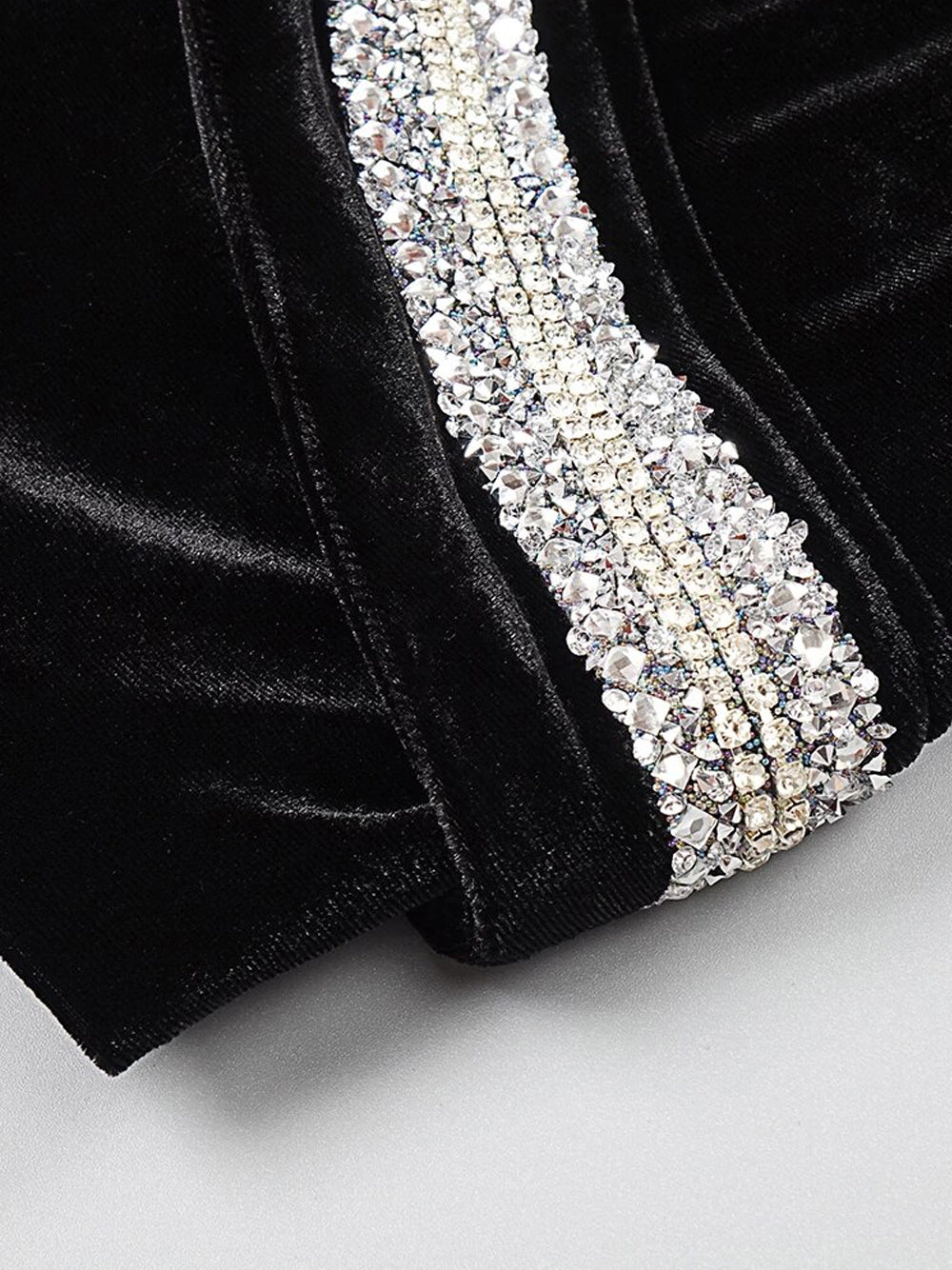 Velvet Long Sleeve Mesh Panel Rhinestone Snake Bodycon Mini Dress