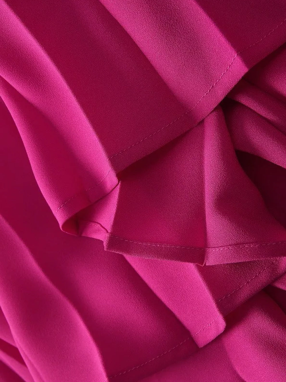 Ruffle Neck Self Tie Bow Ruffle Cuff Accordion Pleat Midi Dress