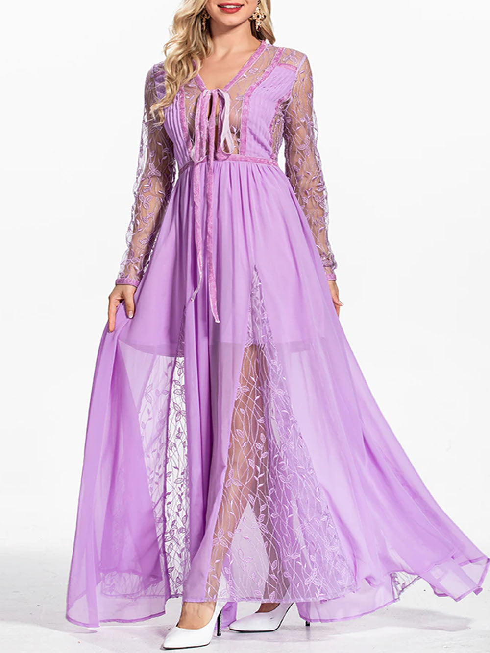 Halter Neck Lace Up Front Cutout Satin Maxi Dress