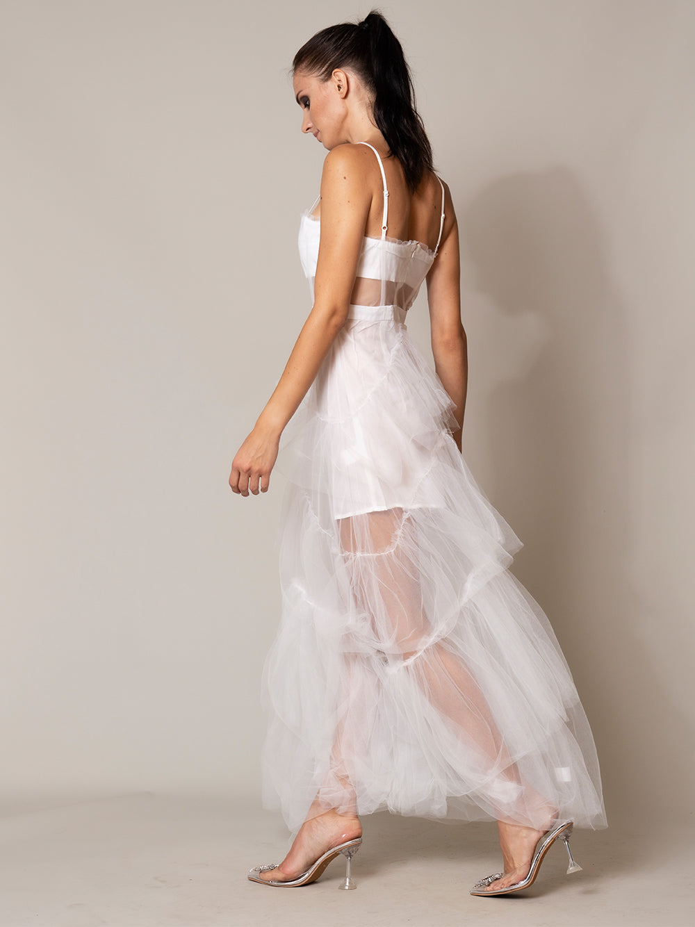 Halter Neck Open Back Draped Satin Maxi Dress 2