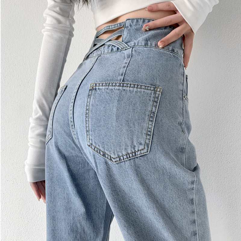 Hight Waist Blue White Wide Leg Comfy Jeans