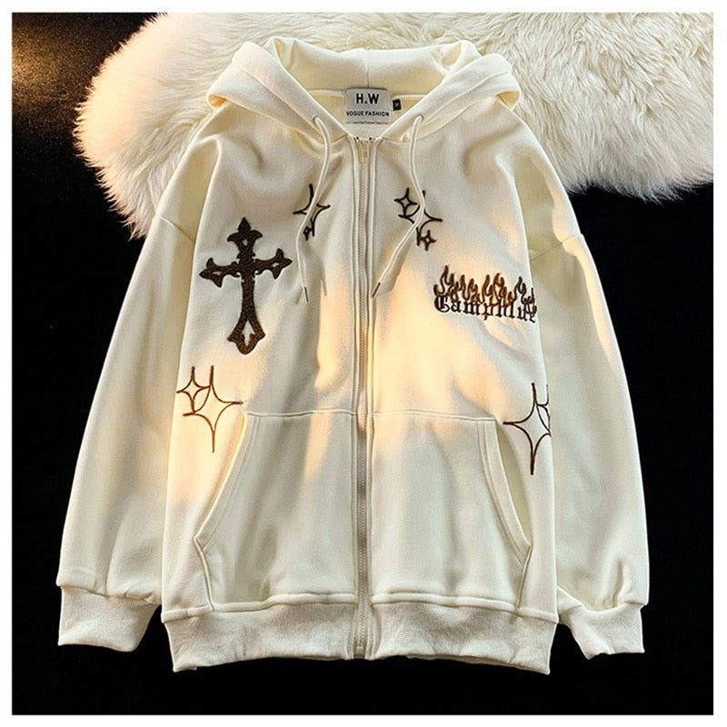 Y2k Rhinestone Skeleton Goth Hoodie