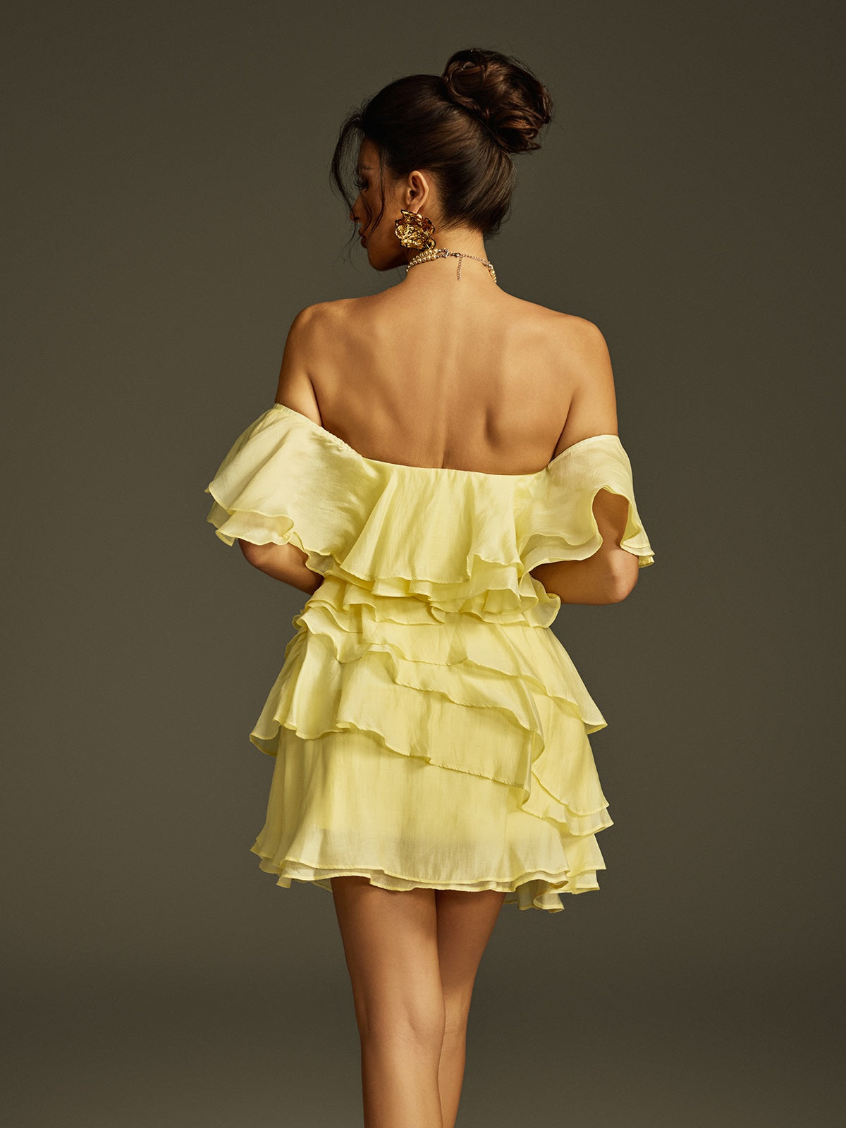 Off Shoulder Tiered Ruffle Mini Dress