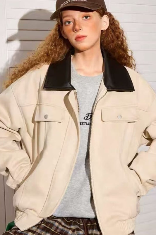 Patchwork Suede Casual Jacket
