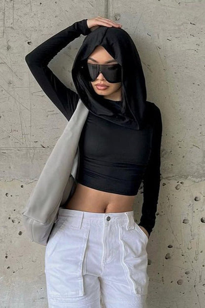 Ruched Hooded Crop Hoodie