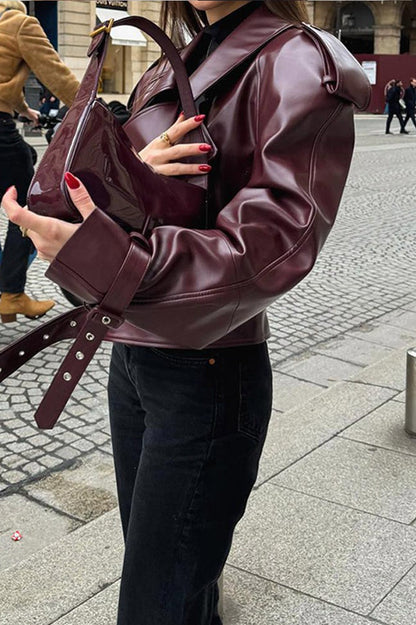 Vintage PU Leather Motorcycle Jacket