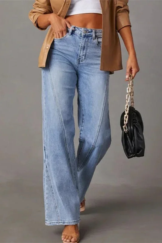 Loose Patchwork Wide Leg Jeans