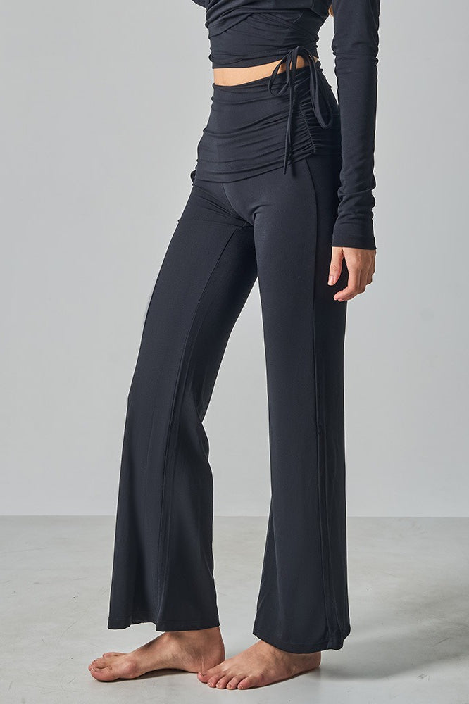 Solid Fitted Foldover Soft Pants