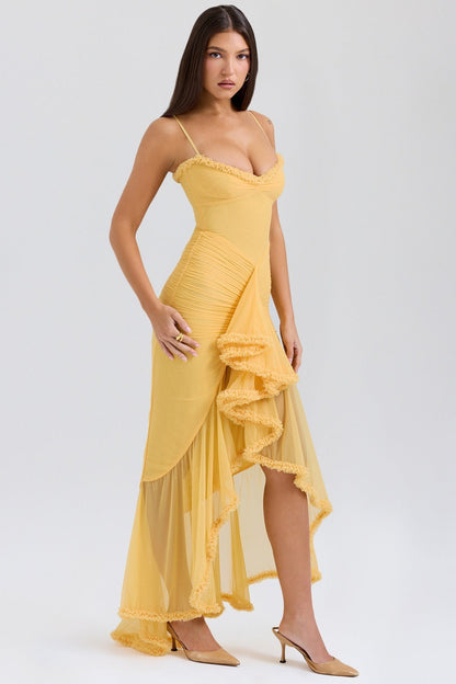 Stretch Mesh V-Neck Cami Midi Dress