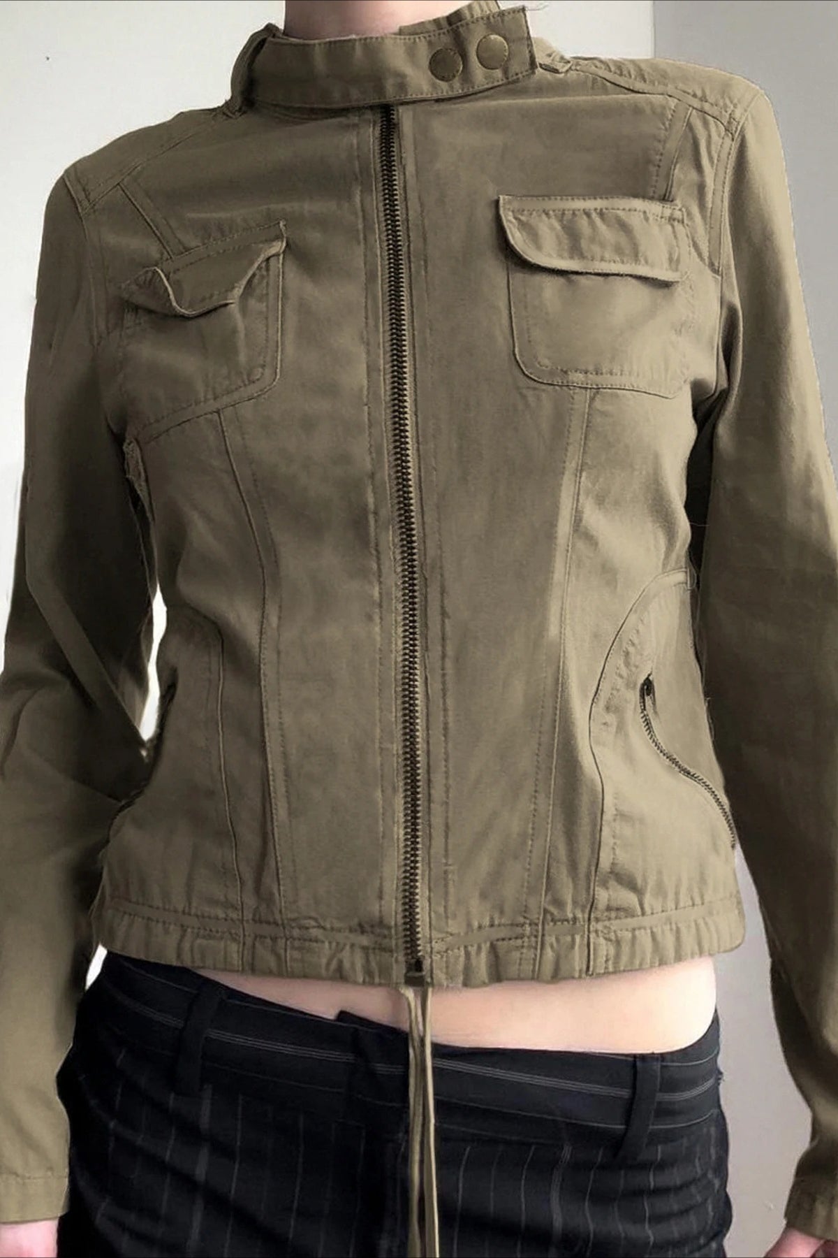 Vintage Drawstring Hem Street Jacket