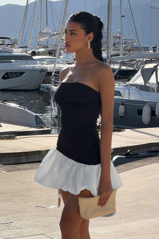 Fall Chic Elegant Strapless Peplum Mini Party Dress