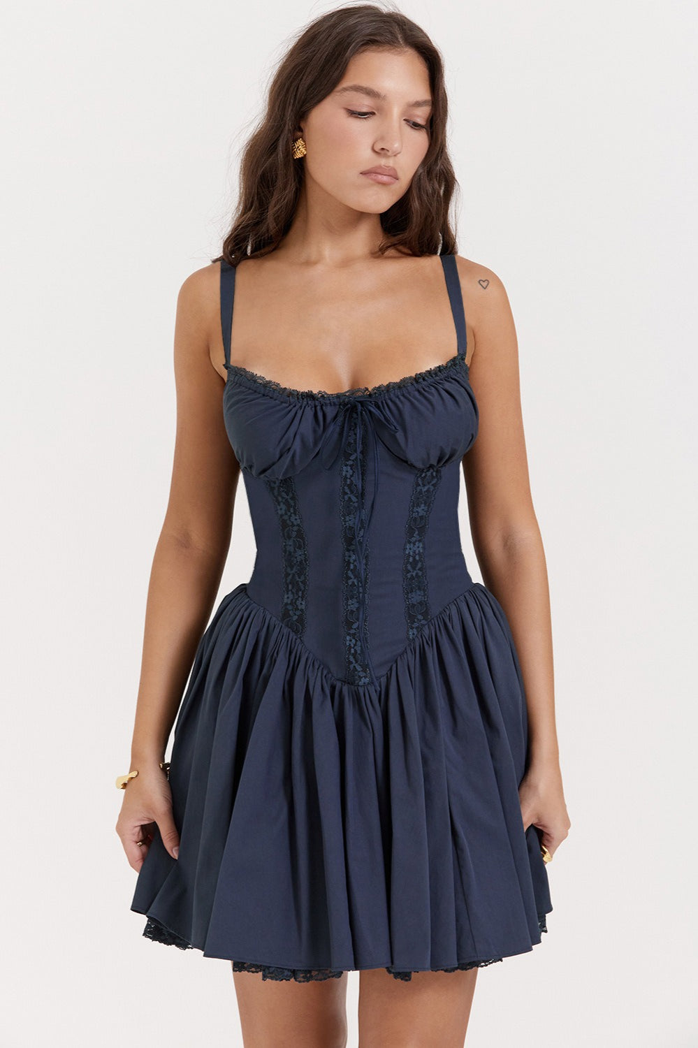 Allure Lace Trim Solid Slip Dress