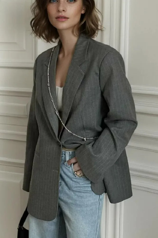 Striped Flare Cuff Blazer