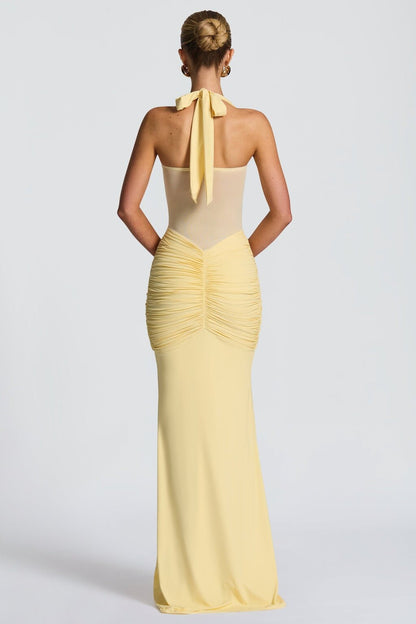 Tie Strap Mesh Maxi Party Dress