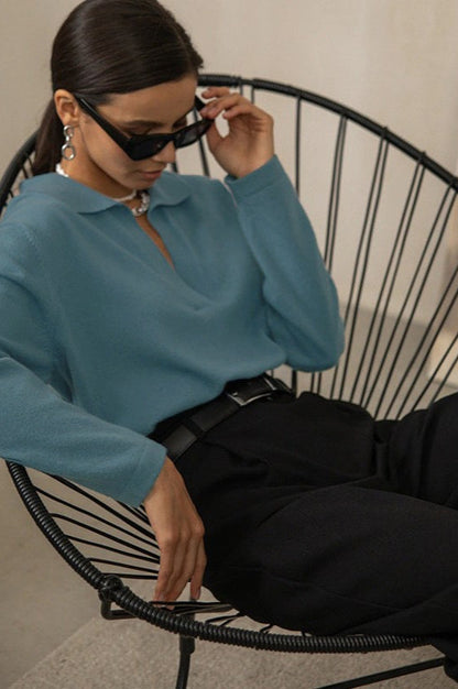 French-Style Lapel Knit Sweater