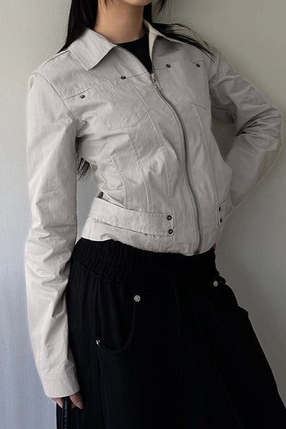 Zip Up Solid Color Utility Jacket