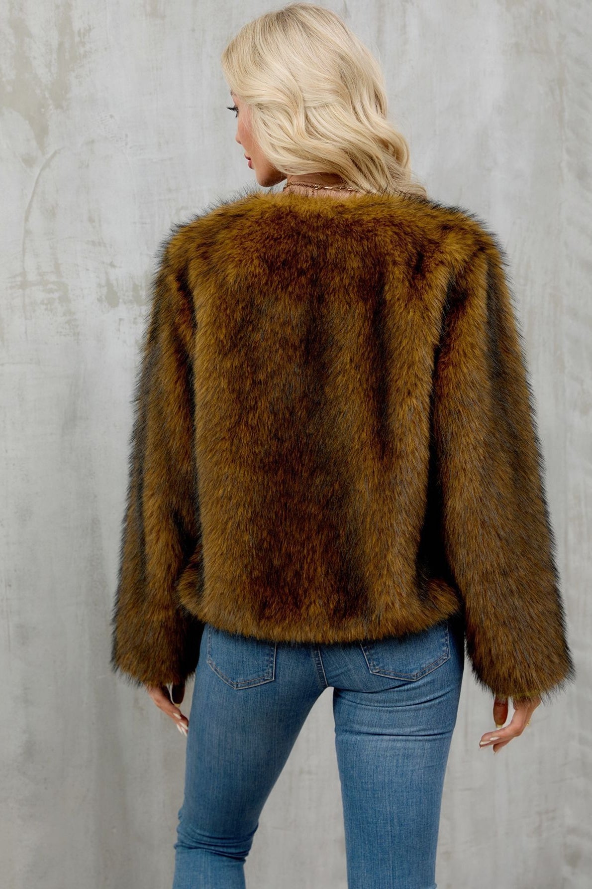 Cropped Faux Fur Zip Coat