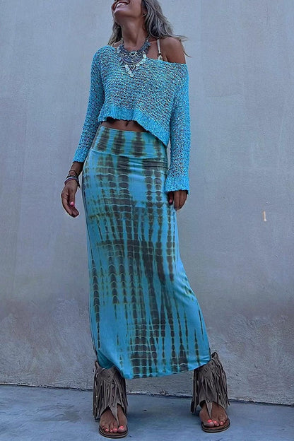 Adoring Memories Tie-dye Elastic Waist Maxi Skirt