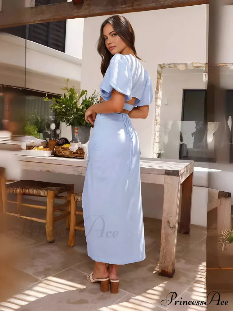 All The Best Crop Modern Top With Skirt Set
