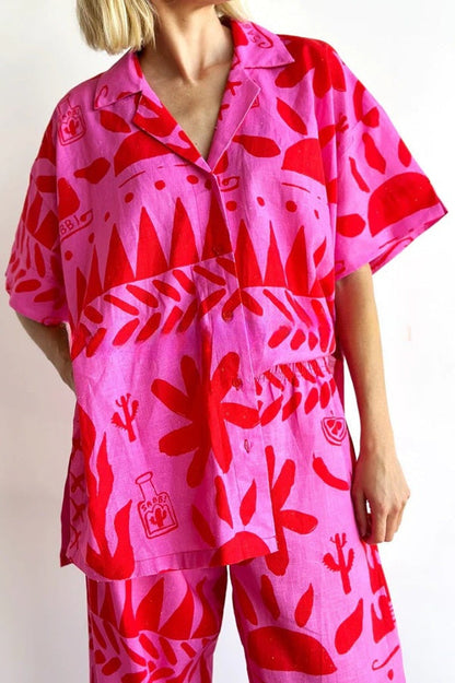 ® Altos Unique Printed Pocket Shirt and Elastic Waist Pants Set
