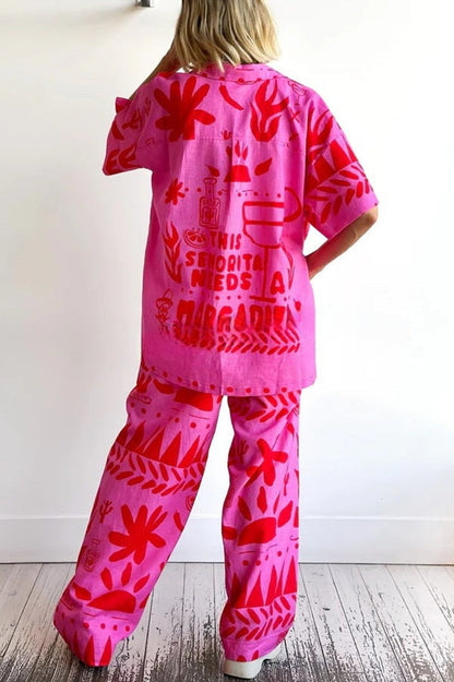 ® Altos Unique Printed Pocket Shirt and Elastic Waist Pants Set