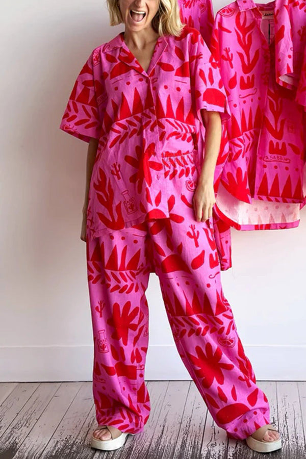 ® Altos Unique Printed Pocket Shirt and Elastic Waist Pants Set