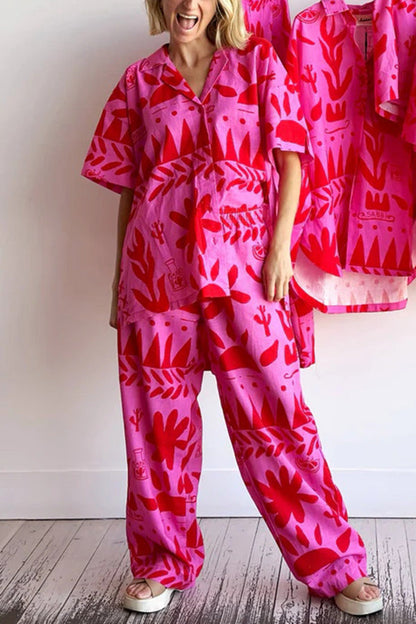 ® Altos Unique Printed Pocket Shirt and Elastic Waist Pants Set