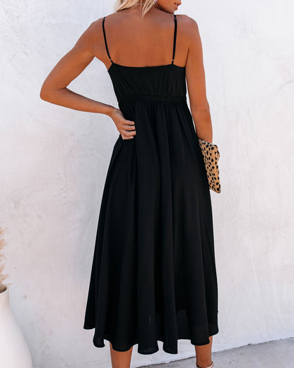 Mock Neck Long Sleeve Waist Cutout Draped Midi Dress