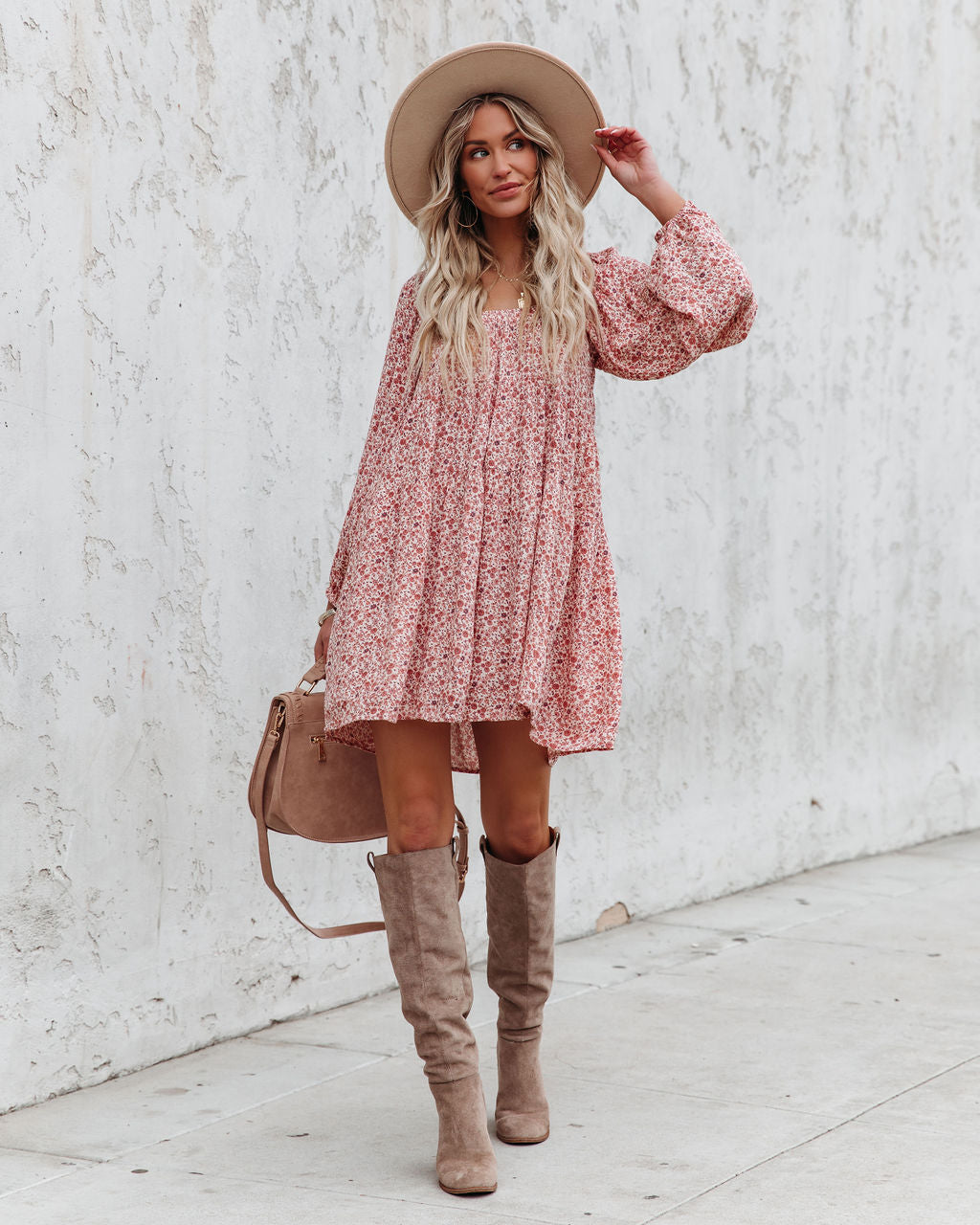 Pocketed Floral Babydoll Mini Dress