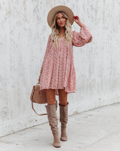 Pocketed Floral Babydoll Mini Dress