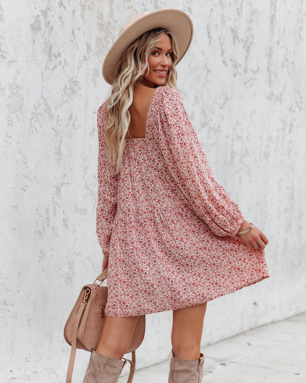 Pocketed Floral Babydoll Mini Dress