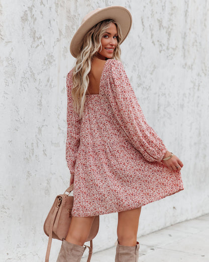 Pocketed Floral Babydoll Mini Dress