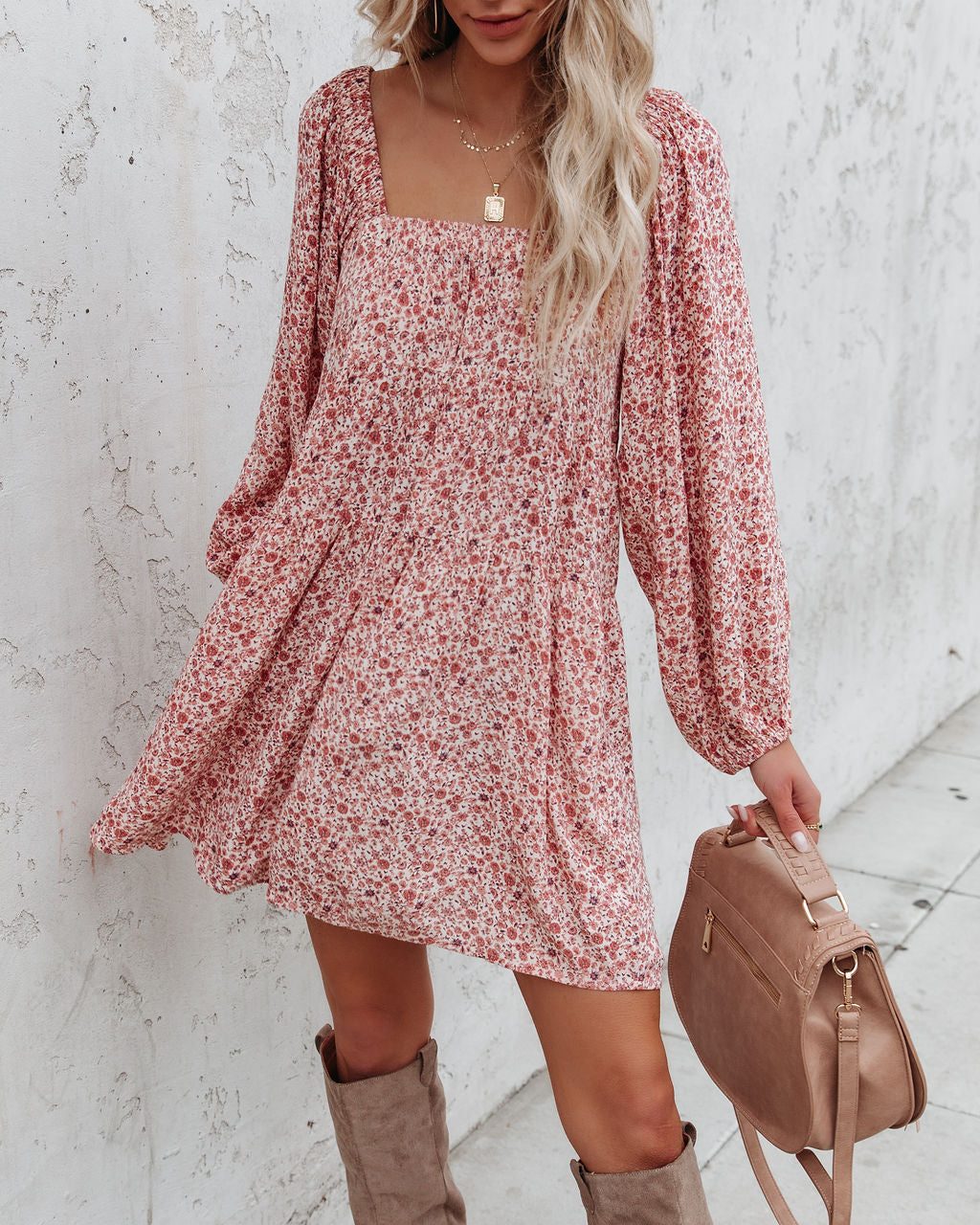 Pocketed Floral Babydoll Mini Dress