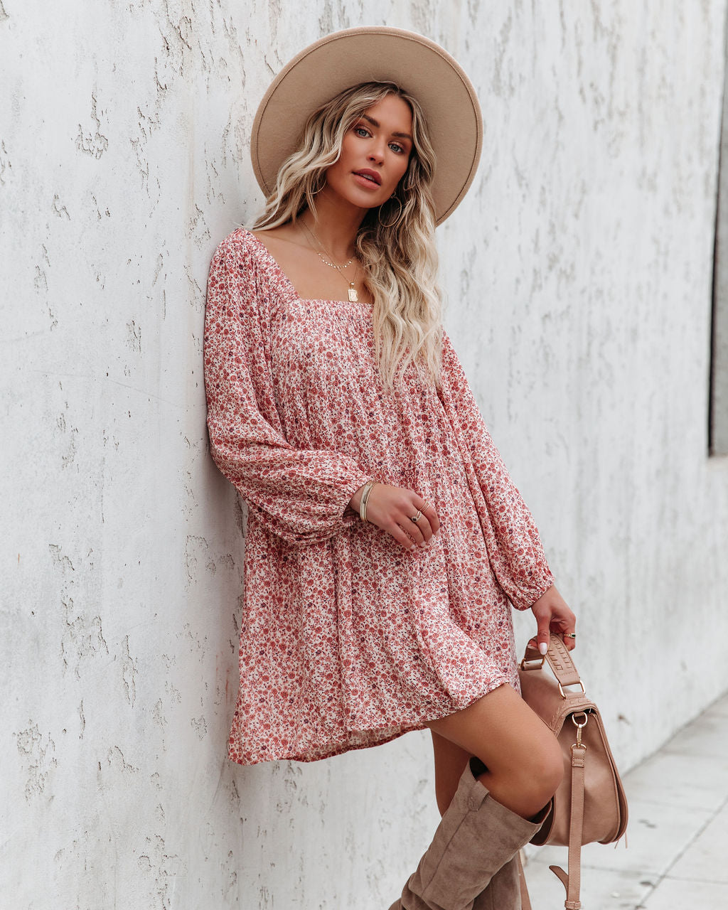 Pocketed Floral Babydoll Mini Dress